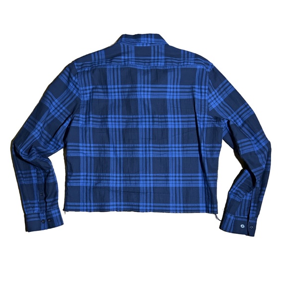 Express Men’s Custom Cut Casual Long Sleeve Blue Plaid Shirt Size M - Picture 2 of 2
